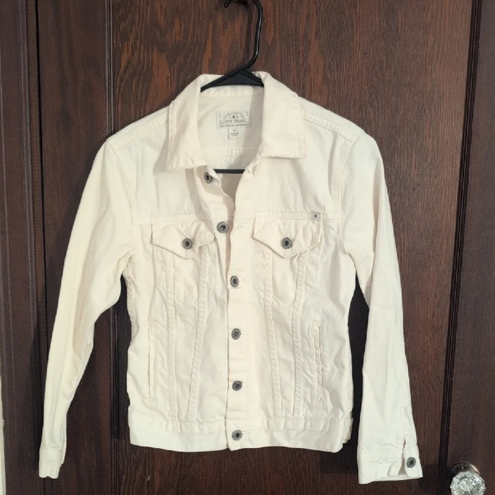 Lucky Brand The Tomboy Trucker Off White Jean Jacket Size Small